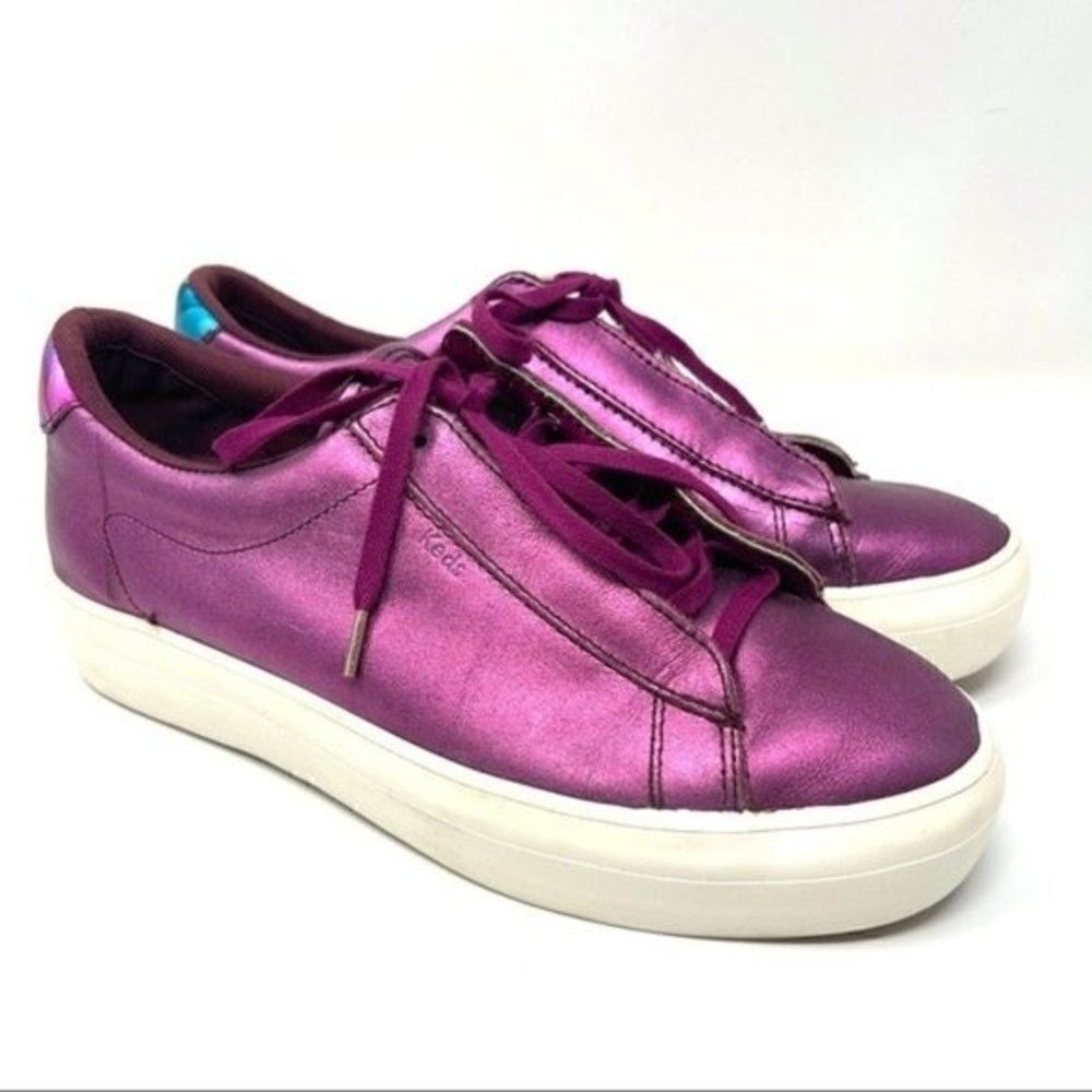 Keds womans platforms metallic purple leather us 7.5 BoxE